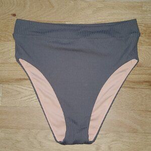 NWOT Madewell Grey High rise ribbed Bikini Size S